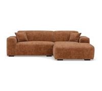 Lison - Canapé d'angle droit 4 places en velours texturé - Terracotta