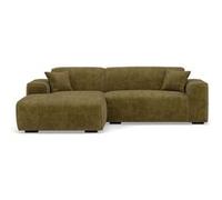 Lisa Design - Lison - Canapé d'angle Gauche 4 Places en Velours texturé, Vert Kaki