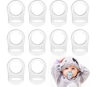 LISOPO 12 pcs Transparent attache tetine mam - silicone bouton anneau Bébé Mannequin Titulaire Clip Adaptateur de Sucette Tétine