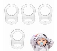LISOPO 4pcs Transparent attache tetine attache tetine mam attaches-sucettes silicone bouton anneau Bouton Silicone Anneau Bébé Mannequin Sucette Titulaire Clip Adaptateur de Sucette Tétine