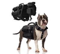 LISPOO Gilet tactique lesté pour chien avec collier lesté réglable, design à poches, adapté pour la perte de poids, la musculation, la construction musculaire avec chiens de taille moyenne et grande
