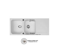 Evier Lisse évier réversible 2 cuves 1 égouttoir en résine blanc Essebagno