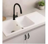 Essebagno Lisse évier réversible 2 cuves 1 égouttoir en résine blanc