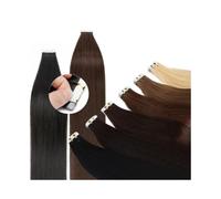 Lisse Extensions de cheveux humains à bande adhésive de 40,6 à 66 cm de long et lisses, 50 g, 20 pièces invisibles sans couture, cheveux brésiliens Remy Pour fête(Medium Ash Brown,16 inch)