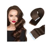 Lisse Extensions de cheveux humains à ruban adhésif 50 g/paquet 20 pièces Extensions de cheveux Remy lisses #2 Brun le plus foncé Trame de peau sans couture Bande dans les extensions de cheveux Pour f