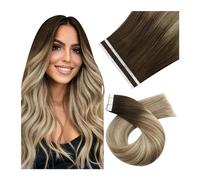 Lisse Ruban adhésif dans les Extensions de cheveux Extensions de cheveux humains adhésifs racines foncées Balayage couleur 3 8 22 blond Double face ruban cheveux Pour fête(10 pcs 25G,18 inches)