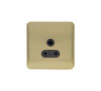 Lisse Screwless Deco Ggbl3080Bsb Prise De Courant Simple Sans Interrupteur, Broche Ronde, 5 A, Laiton Satiné Avec Insert Noir