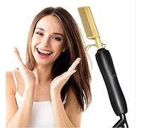 lisseur à cheveux, 450ºF haute chaleur céramique peigne chaud utiliser humide ou sec lisseur électrique de fer peigne respectueux de l'environnement or nouvelle brosse à cheveux