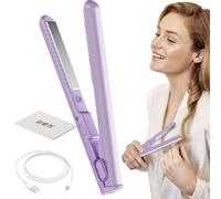 Lisseur à cheveux sans fil - Fer plat portable de 18 cm, de coiffage rechargeable, double fonction de bouclage, design compact et élégant | alimenté par USB pour filles et femmes, coi