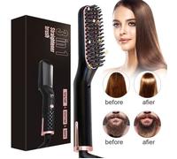 Lisseur Barbe Brosse Lissante Cheveux, 3 in 1 Rapidement Brosse Chauffante pour Lisseur Barbe Lisseur Cheveux Peigne Barbe Outils