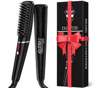 Lisseur Barbe Homme, YAIAWISU Mini Lisseur à Barbe Température à 6 Niveaux (120-220 ℃), Chauffe Rapidement Jusqu'à 220°C en 30 Secondes, Lisseur Ionique Pour Styles de Barbe Longue et Courte
