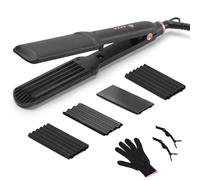 Lisseur Cheveux 3 en 1, Professionnel Lisseur Boucleur Cheveux Livré Avec 3 Plaques Interchangeables en Céramique Tourmaline, Lisseur Boucleur Coiffure Moelleuse pour Cheveux Courts et Longs (Noir)