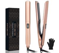 Lisseur Cheveux Boucleur Fer a Lisser 2 en 1 Hair Straightener | Céramique Plaque Température Réglable 120°C-230°C avec LED Cheveux épais Bouclés et Longs