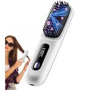 Lisseur Cheveux Portable - Lissage Cheveux Sans Fil,Peigne Ceramique Affichage LED 3 Reglages Temperature - Usage Secs Mouilles Salon Maison Plage