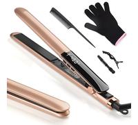 Lisseur Cheveux Professionnel Céramique 2 en 1 Fer à Lisseur Boucleur pour Coiffures Variées, LCD 120-230°C, Voltage Universel, Céramique Lisseur lisse pour Cheveux Épais (Or rose)