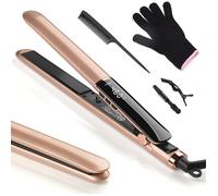 Lisseur Cheveux Professionnel Céramique 2 en 1 Fer à Lisseur Boucleur pour Coiffures Variées,LCD 120-230°C,Voltage,(Or rose)
