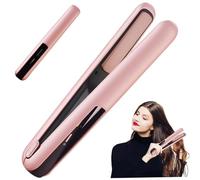 Lisseur de cheveux de voyage, mini fer plat portable sans fil, lisseur et bigoudi à chauffage rapide 2 en 1, température réglable, rechargeable type C
