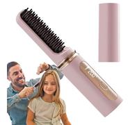 Lisseur de cheveux portables, peigne de litre chauffé, outil de peigne à cheveux rechargeable, rechargeable, curling 2-en-1, 18,2x4cm, idéal pour le style matinal rapide