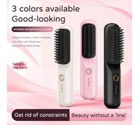 Lisseur de cheveux sans fil, mini lisseur de cheveux portable, 3 réglages de température, accessoire de voyage essentiel, brosse soufflante ionique négative, outil de coiffure pour femmes, revêtement 