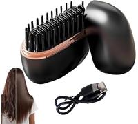 Lisseur Glambrush Mini, peigne lisseur sans fil, brosse portable rechargeable, chauffage rapide, protection anti-brûlure pour tous types de cheveux, idéal pour les voyages et la maison. (#Black)