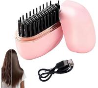 Lisseur Glambrush Mini, peigne lisseur sans fil, brosse portable rechargeable, chauffage rapide, protection anti-brûlure pour tous types de cheveux, idéal pour les voyages et la maison. (#Pink)