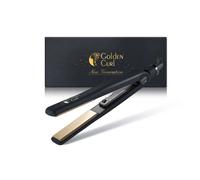 Lisseur - GOLDEN CURL - THE GOLD TITANIUM - Noir - Gant résistant à la chaleur - 2 pinces crocodile