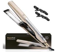 Lisseur Vapeur Champagne Golden Goods Steampod Pro Vapeur puissante, Fer a Boucler 10 réglages de température jusqu'à 230ºC, Tous types de cheveux Céramique et ionique, Lisseur Cheveux