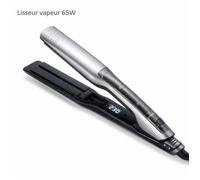 Lisseur Vapeur Professionnel 65W - Fer à Lisser Hydratant avec Réservoir d'Eau - Céramique Tourmaline 100-230°C - Soin Gris