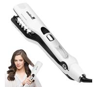 Lisseur Vapeur Professionnel avec Écran LCD pour un Lissage Longue Durée, Plaques en Céramique et 5 Températures (150°C/170°C/190°C/210°C/230°C), Chauffe Rapide, Prise Européenne, Blanc