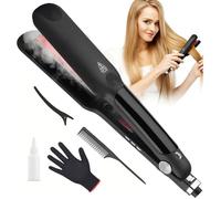 Lisseur Vapeur Puissante, Lisseur Cheveux,14 Températures de 100°C à 230°C,Tous Types de Cheveux Céramique et ionique,Noir