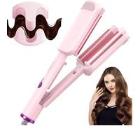 Lisseur Wavy, 32Mm Fers À Onduler, Boucleur A Cheveux 3 Tete, Fer À Friser Français Grandes Boucles, Mermaid Waves, 4 Rose