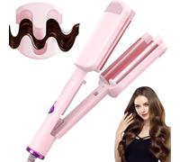 Lisseur Wavy, 32mm Fers à Onduler, Boucleur a Cheveux 3 Tete, Fer à Friser Français Grandes Boucles, Mermaid Waves, 4 Températures Réglables, Cheveux Wavy Fer à Boucler pour Cheveux Longs Courts