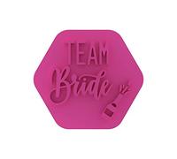 LissieLou Tampon à biscuits Team Bride avec bouteille de champagne pour enterrement de vie de jeune fille Rose clair