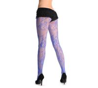 LissKiss Blue Gladiolus Flowers Fishnet - Bleu Opaque Collants Résille Taille Unique (34-42)