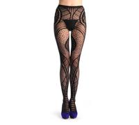 LissKiss French Lace Mix Fishnet - Noir Collants Bas Résille Taille Unique (34-42)