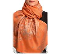 LissKiss Paisley & Roses On Terracotta Pashmina Feel With Tassels - Marron ?charpe Taille Unique - 70cm x 180cm