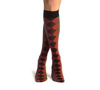 LissKiss Pink, Red, Green & Black Argyle Socks Knee High - Multicolore Chaussettes Taille Unique (37-42)