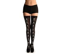 LissKiss White Printed Skull & Crossbones Seam On Black (Halloween) - Noir Bas Auto-fixants Taille Unique (34-42)