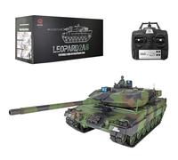 Lissontine Char RC 1:16 avec Roues Suspendues, Détails Réalistes, Peinture Usée, Hatchs Ouvrables, Char Télécommandé pour Passionnés De Maquettes GermanLeopard2A6-Basic