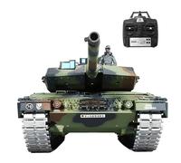 Lissontine Char RC 1:16 avec Roues Suspendues, Détails Réalistes, Peinture Usée, Hatchs Ouvrables, Char Télécommandé pour Passionnés De Maquettes GermanLeopard2A6-Deluxe