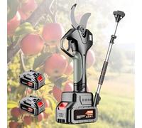 Lissontine Coupe-Branches électrique Sécateur Extensible sans Fil 21 v, Lame en Acier Haute Teneur en Carbone, Perche Télescopique 2,1m, écran LCD Et Double Batterie 4500mah