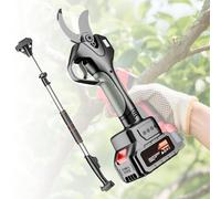 Lissontine Taille-Haie Batterie Sécateur électrique Professionnel sans Fil 21 v, Lame Sk5, écran LCD, Perche Télescopique 2,1m, Double Batterie 4500mah pour Arbres Et Arbustes