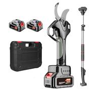 Lissontine Taille-Haie sans Fil Sécateur électrique Extensible 21 v, Lame en Acier Haute Teneur en Carbone, écran LCD, Perche Télescopique 2,1m, Double Batterie pour Arbres Et Arbustes