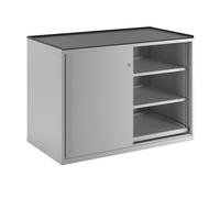 LISTA | Armoire à Portes coulissantes | Charge Max par Tablette coulissante 75 kg | 4 tablettes réglables | 2 tablettes coulissantes | Gris Clair
