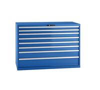 LISTA | Armoire à tiroirs en tôle d'acier | h x l 1000 x 1431 mm | 8 tiroirs | Charge Max 75 kg | Bleu Gentiane