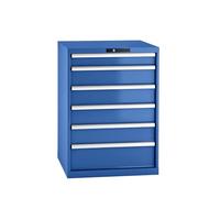 LISTA | Armoire à tiroirs en tôle d'acier | h x l 1000 x 717 mm | 6 tiroirs | Bleu Gentiane