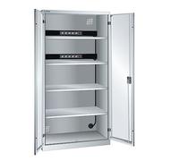 LISTA | Armoire de Chargement centralisé | 4 tablettes | Portes en tôle Pleine | 2 rampes électriques au Dos | Gris