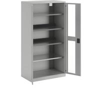 LISTA | Armoire de Chargement centralisé | 4 tablettes | Portes vitrées | 2 rampes électriques au Dos | Gris