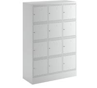 LISTA | Armoire pour Chargement centralisé | avec casiers verrouillables | avec 3 x 4 casiers | 1 x 230 V | 1 x RJ45 | Gris