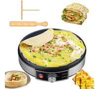 LISTaRSw Crêpière électrique avec Spatule en Bois Et Indicateur LED - Plaque De Cuisson De 1 Pouce, Température Réglable, pour Préparer Crêpes, Galettes Aux œU.S Et Crêpes Fines